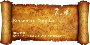 Korponai Anetta névjegykártya